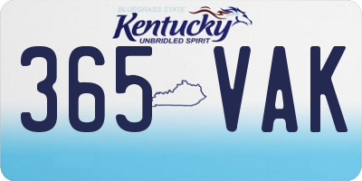 KY license plate 365VAK