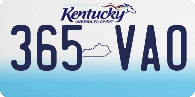 KY license plate 365VAO