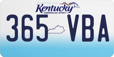 KY license plate 365VBA