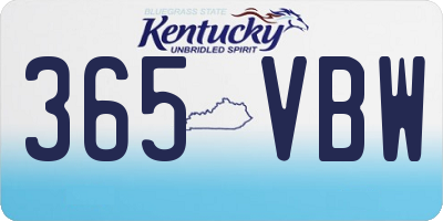 KY license plate 365VBW