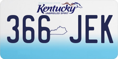 KY license plate 366JEK