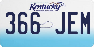 KY license plate 366JEM