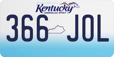 KY license plate 366JOL