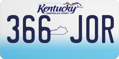 KY license plate 366JOR