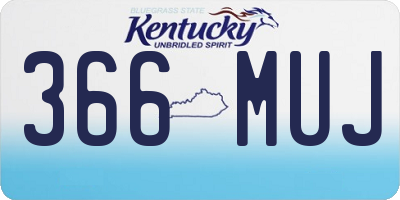 KY license plate 366MUJ