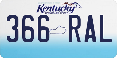 KY license plate 366RAL
