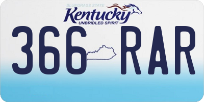 KY license plate 366RAR
