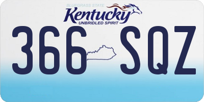 KY license plate 366SQZ