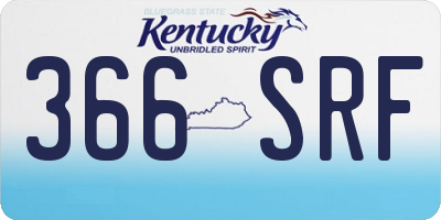 KY license plate 366SRF