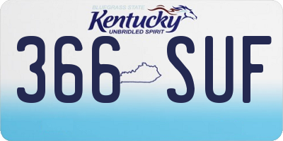 KY license plate 366SUF