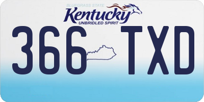 KY license plate 366TXD