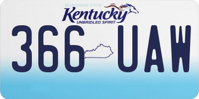KY license plate 366UAW