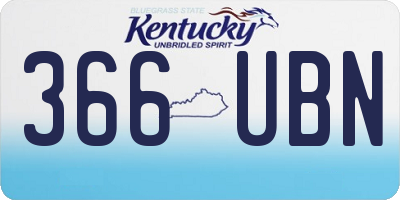 KY license plate 366UBN