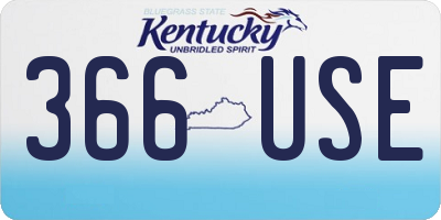 KY license plate 366USE