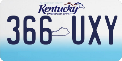 KY license plate 366UXY