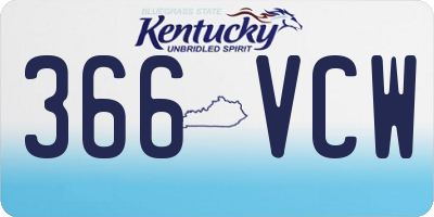 KY license plate 366VCW