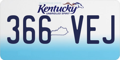 KY license plate 366VEJ