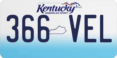 KY license plate 366VEL