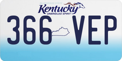 KY license plate 366VEP