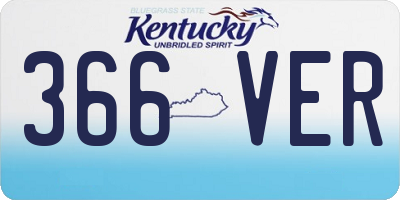 KY license plate 366VER