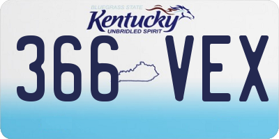 KY license plate 366VEX