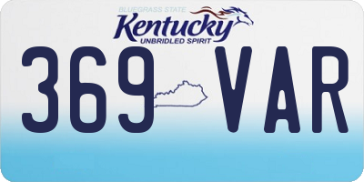 KY license plate 369VAR