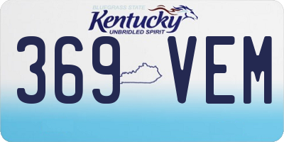 KY license plate 369VEM