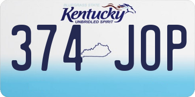 KY license plate 374JOP