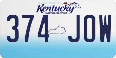 KY license plate 374JOW