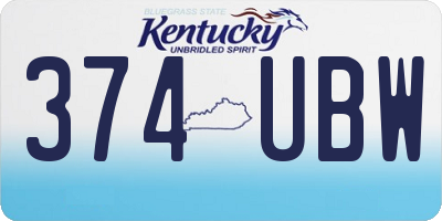 KY license plate 374UBW