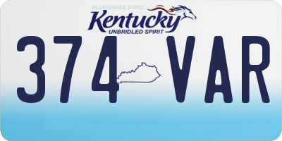 KY license plate 374VAR