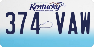 KY license plate 374VAW