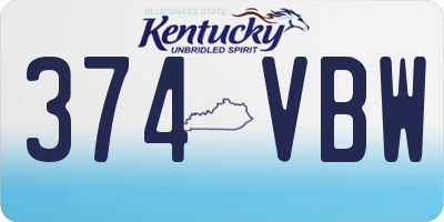 KY license plate 374VBW