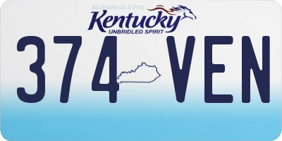 KY license plate 374VEN