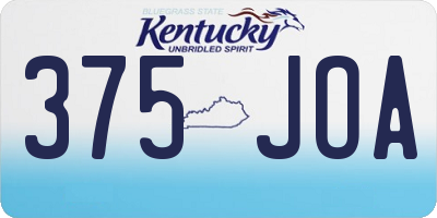 KY license plate 375JOA