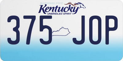 KY license plate 375JOP