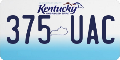 KY license plate 375UAC