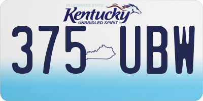 KY license plate 375UBW