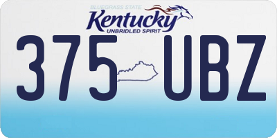 KY license plate 375UBZ