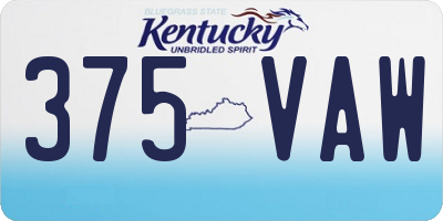 KY license plate 375VAW