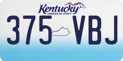 KY license plate 375VBJ