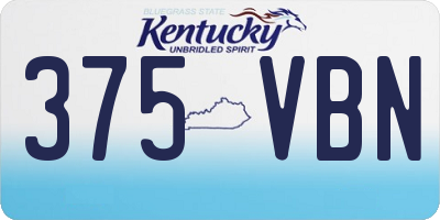 KY license plate 375VBN