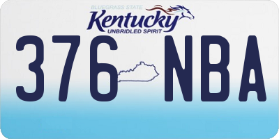 KY license plate 376NBA