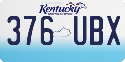 KY license plate 376UBX