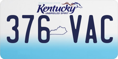 KY license plate 376VAC