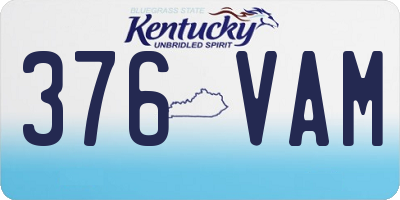 KY license plate 376VAM