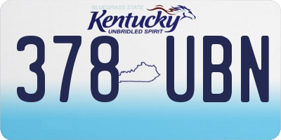 KY license plate 378UBN