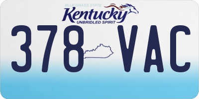 KY license plate 378VAC