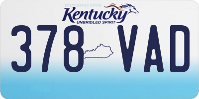 KY license plate 378VAD
