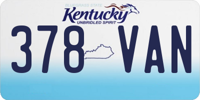 KY license plate 378VAN